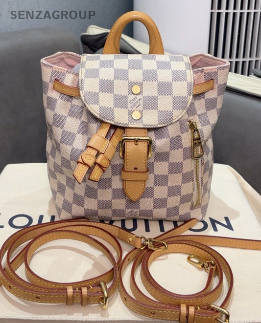 Louis Vuitton Sperone Mini Calfskin Backpack Crossbody Brown Gold Women Classic
