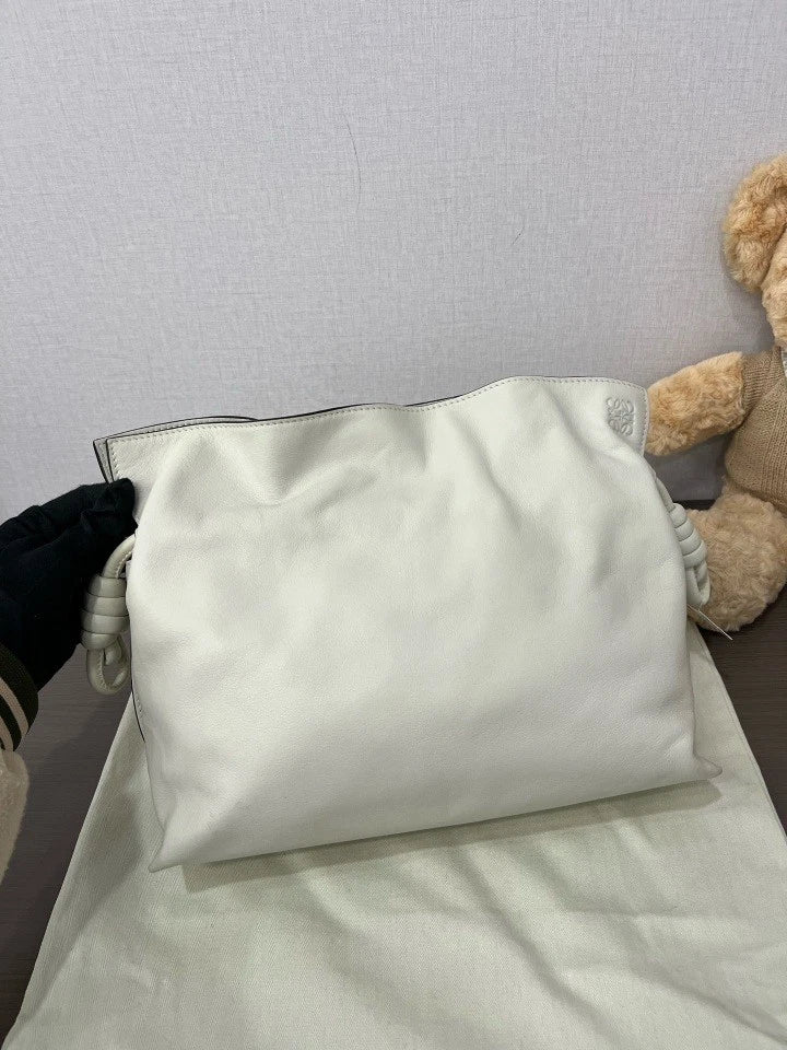 Loewe Leather Medium Cream White Bucket Shoulder Bag For Women