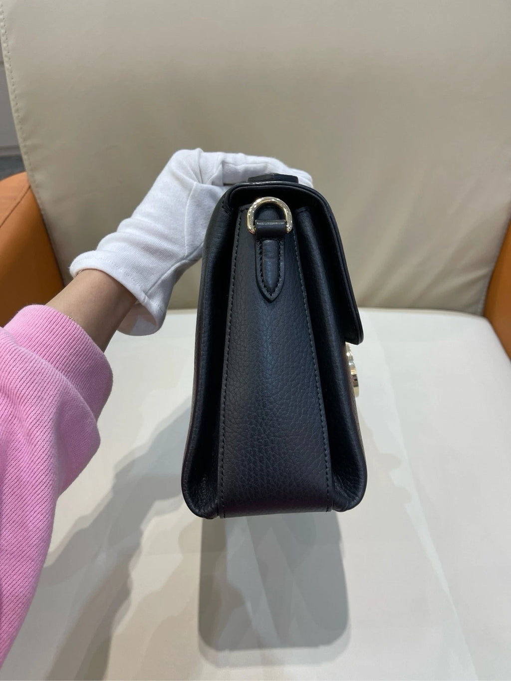 GUCCI Interlocking Black Calfskin Small Accordion Bag For Women