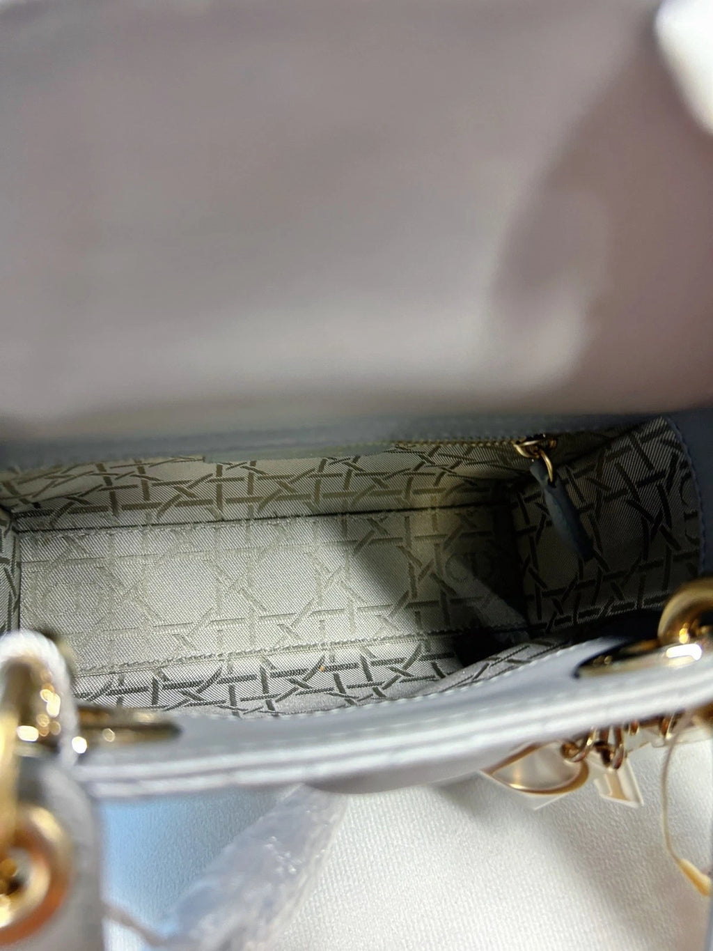 Dior Lady Dior 3-Grid Gray Handbag Shoulder Bag For Women