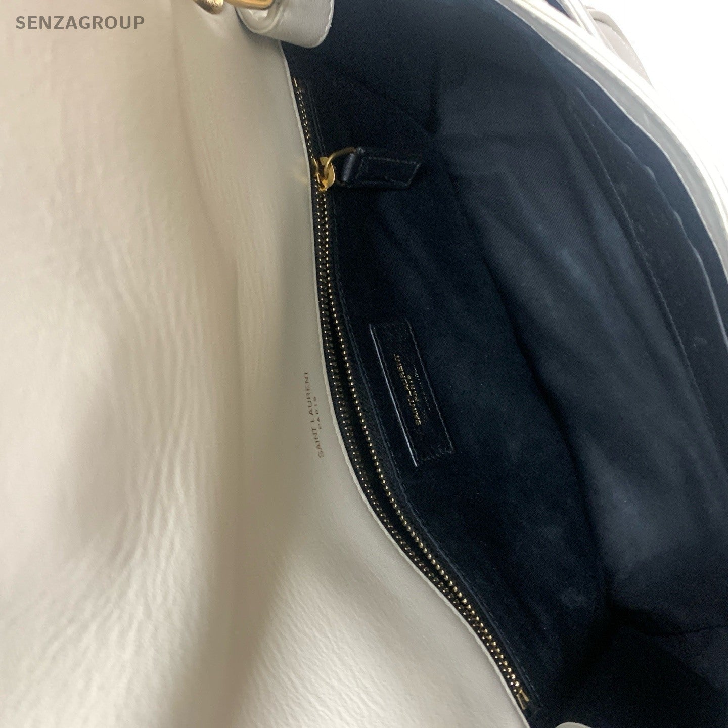 Saint Laurent Niki MM Lambskin Chain Shoulder Bag White Gold Women Classic