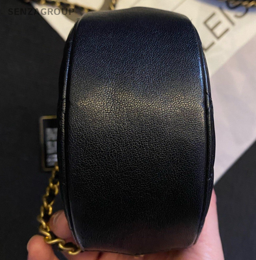 Chanel 19Bag Chain Round Crossbody Black Gold Women Classic Diamond Fashion