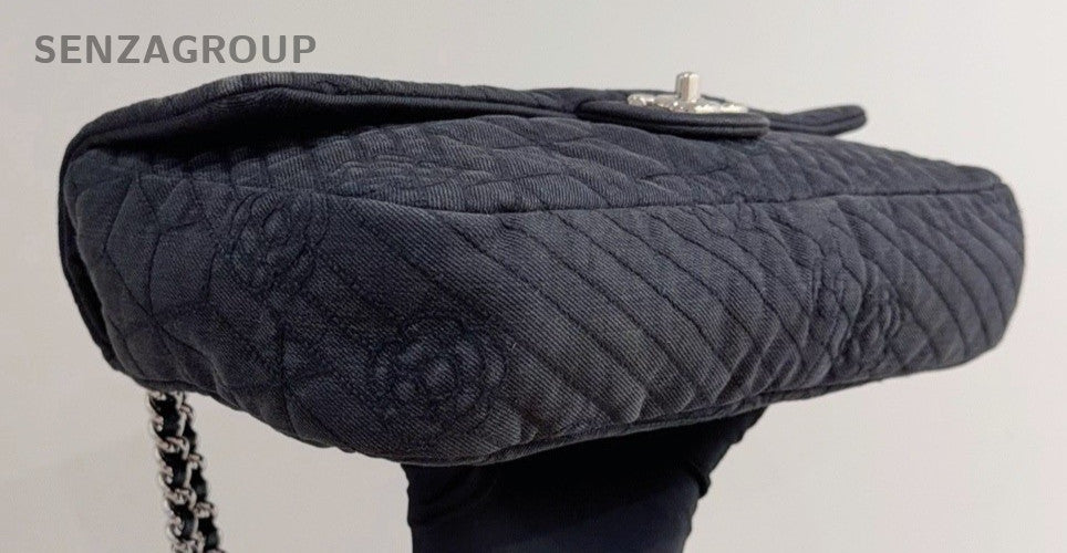 Chanel Classic Flap Chain Shoulder Bag Gray Silver Used Women Designer