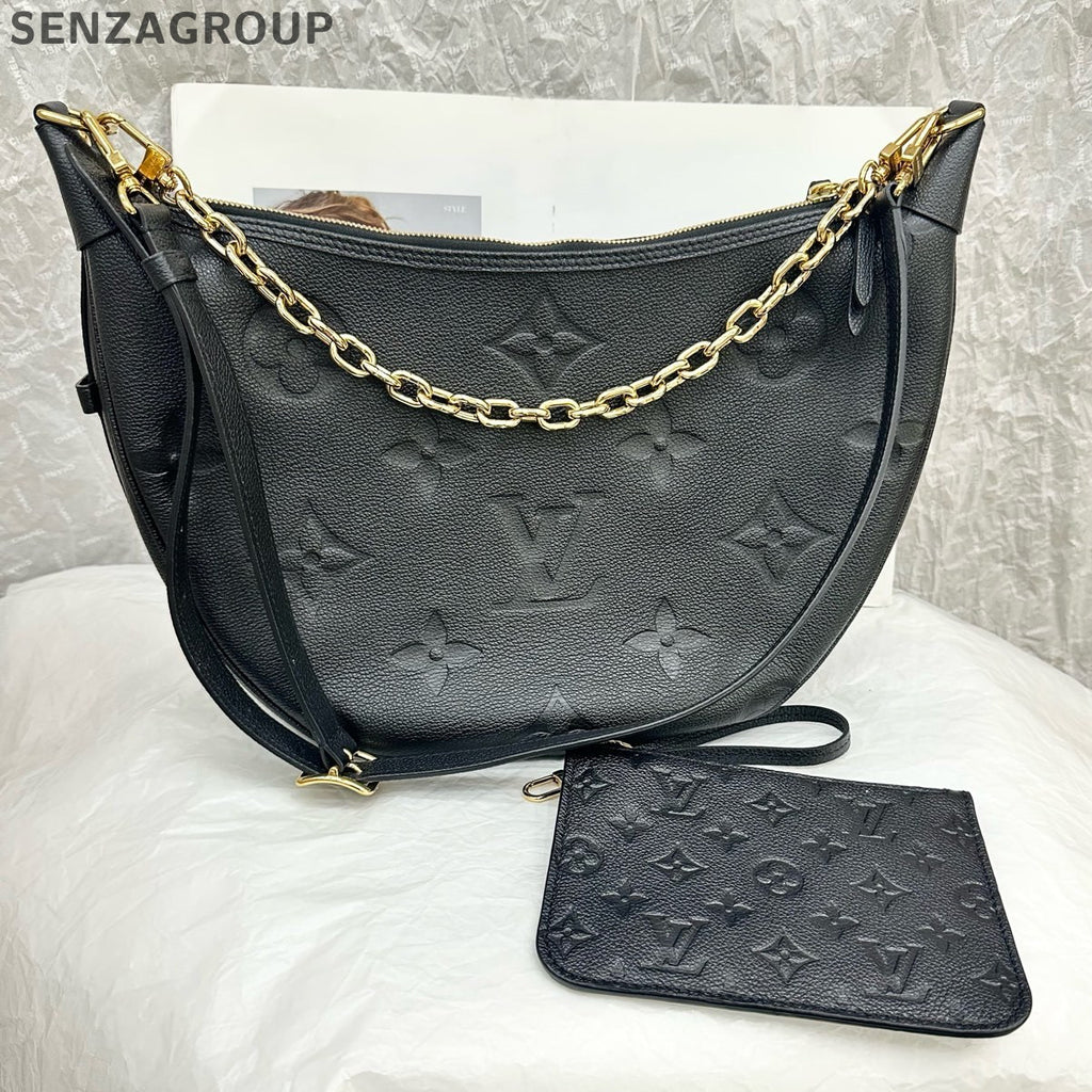 Louis Vuitton Loop Hobo Leather Chain Shoulder Bag Black Gold