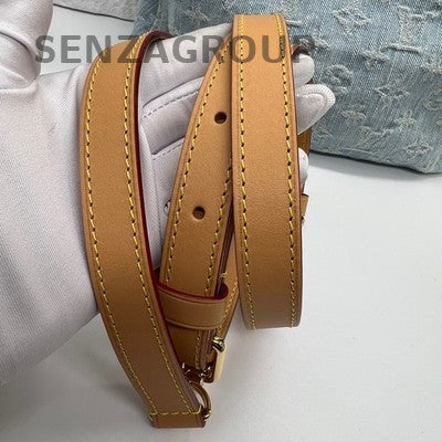 Louis Vuitton Let Go MM Denim Tote Blue Crossbody Bag Women
