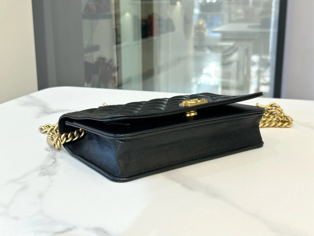 CHANEL Leboy Black Gold WOC Crossbody Bag For Women