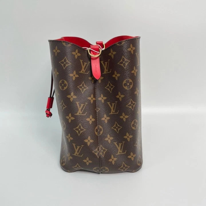 Louis Vuitton Monogram Canvas Medium Red Bucket Bag For Women