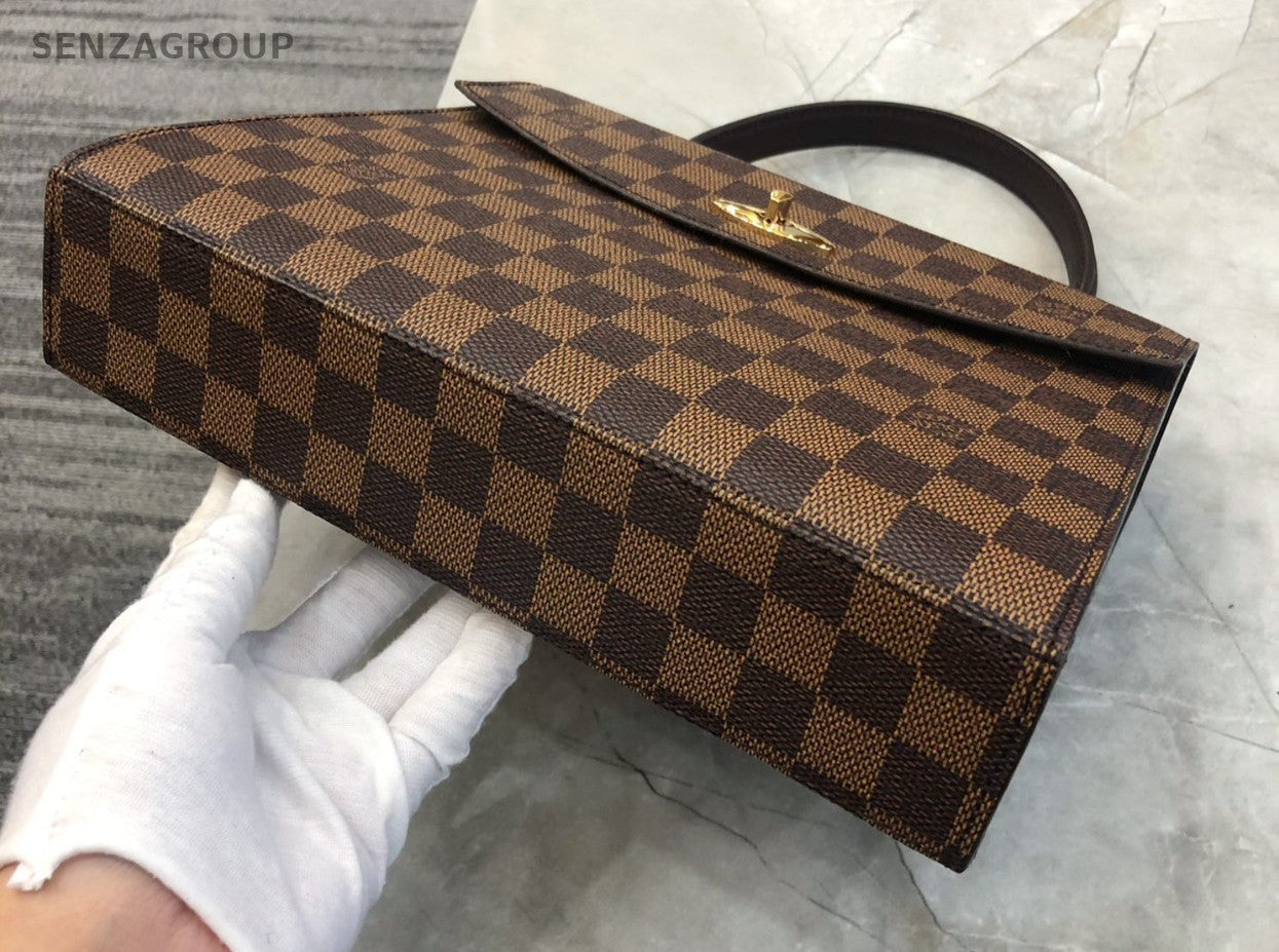 Louis Vuitton Kelly Damier Ebene Top Handle Handbag Brown Women