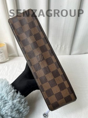 Louis Vuitton Damier Ebene Gold Buckle Shoulder Bag Classic Women