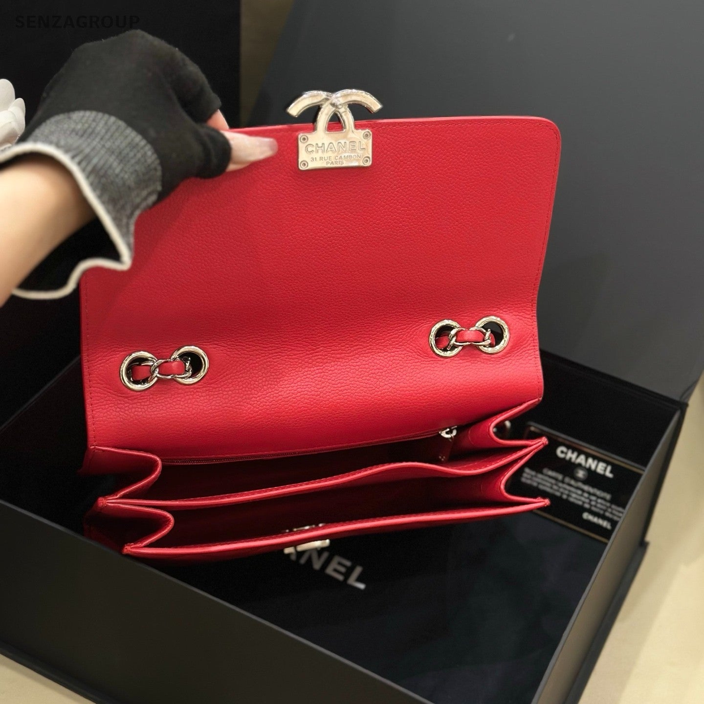 CHANEL Cuba Series Lambskin Chain Shoulder bag Crossbodyu Red Women