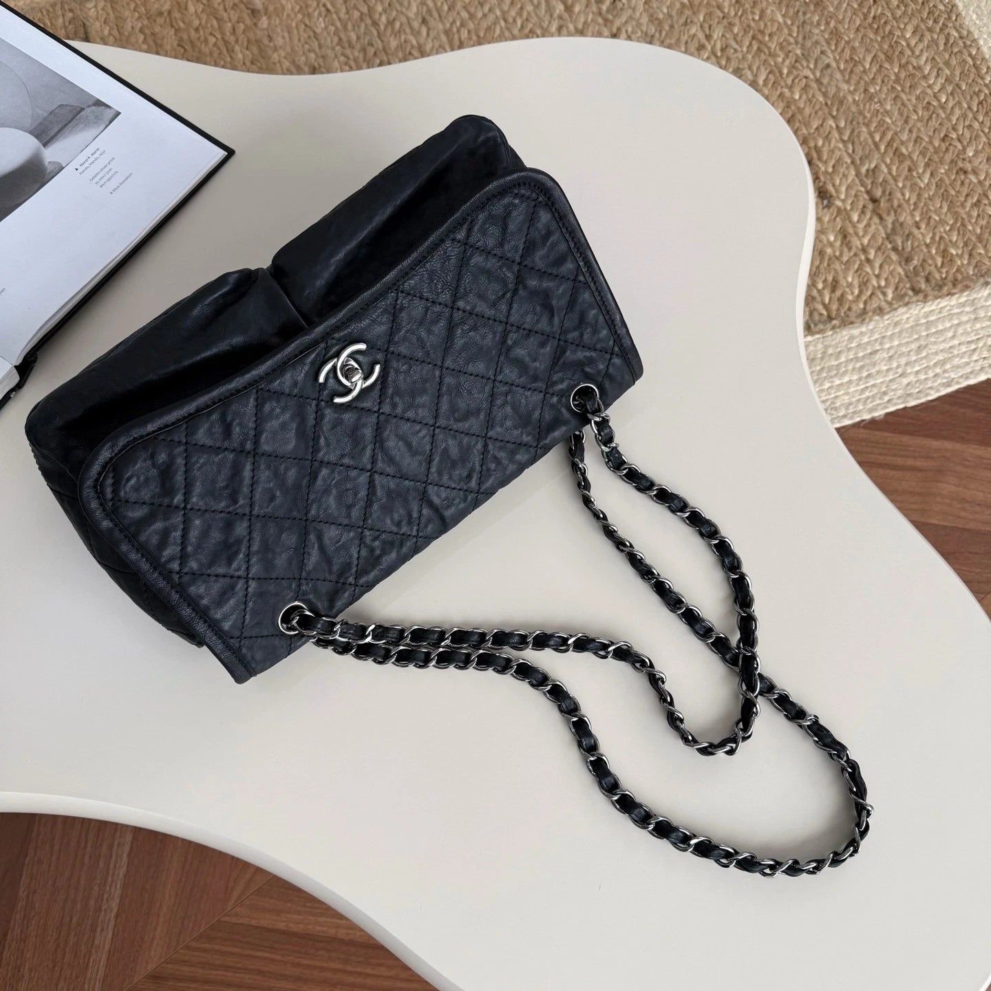 Chanel Airport Series Double Pocket Shoulder Bag Daily Crossbody Tote Black
