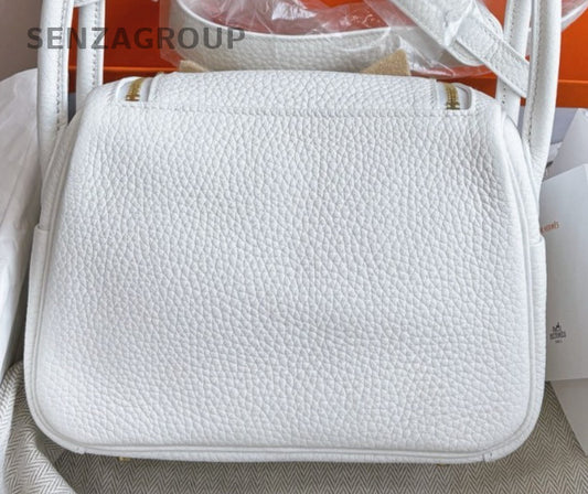 Hermes Lindy Mini Shoulder Bag White Gold Used Women Classic Designer