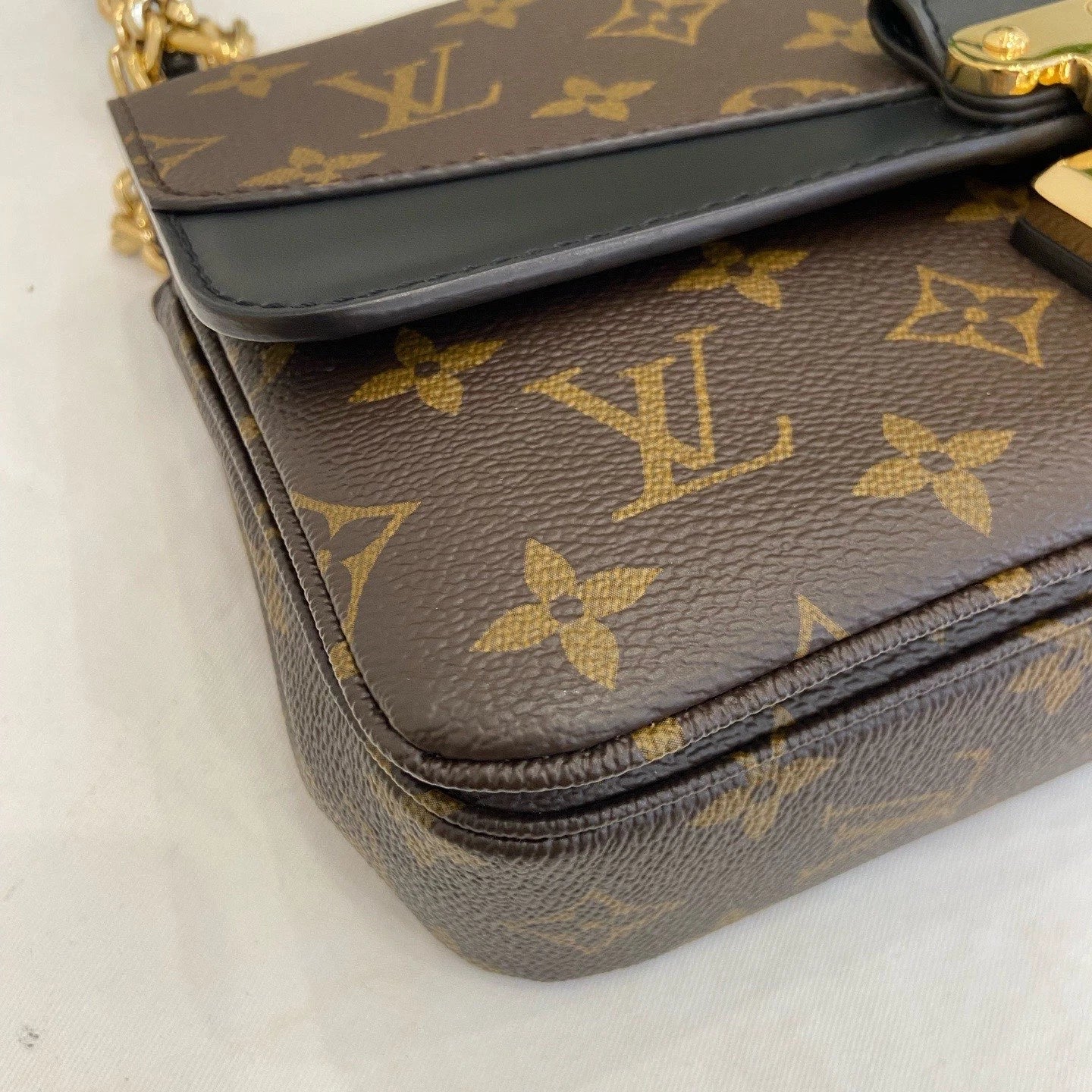 Louis Vuitton Marceau Chain Shoulder Bag Crossbody Brown Gold Women Classic