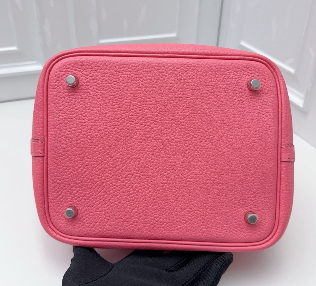 Hermes Picotin22 Top Handle Shoulder Bag Pink Silver Women Classic Fashion