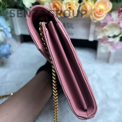 Saint Laurent Medium Envelope WOC Pink Gold Chain Crossbody Bag