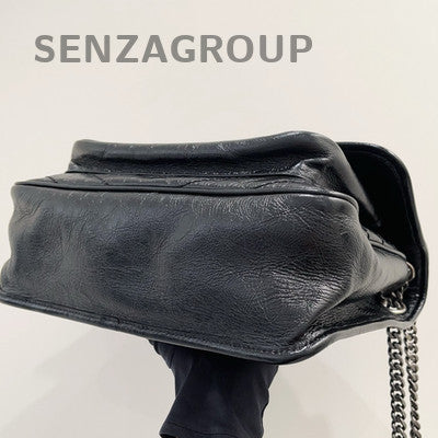 YSL Saint Laurent Black Silver Niki Medium Chain Shoulder Bag