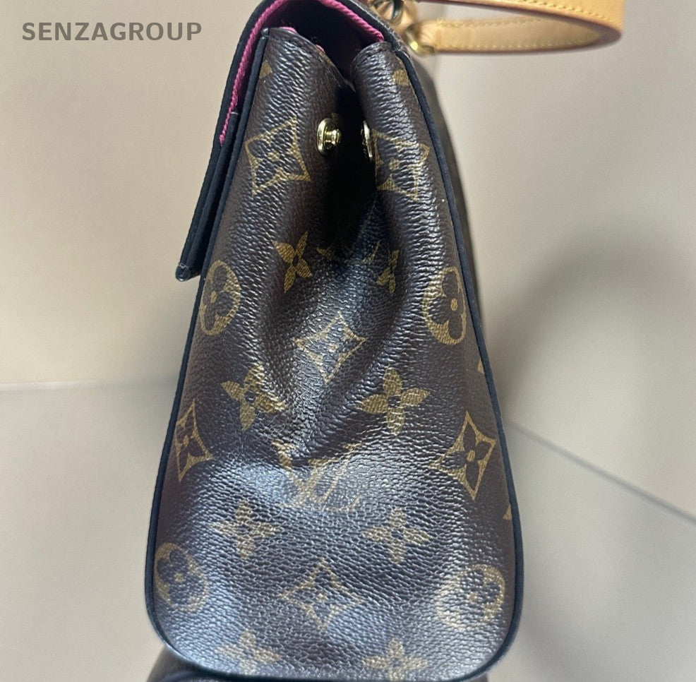 Louis Vuitton Monogram Cluny BB Top Handle Bag Crossbody Brown Women Classic