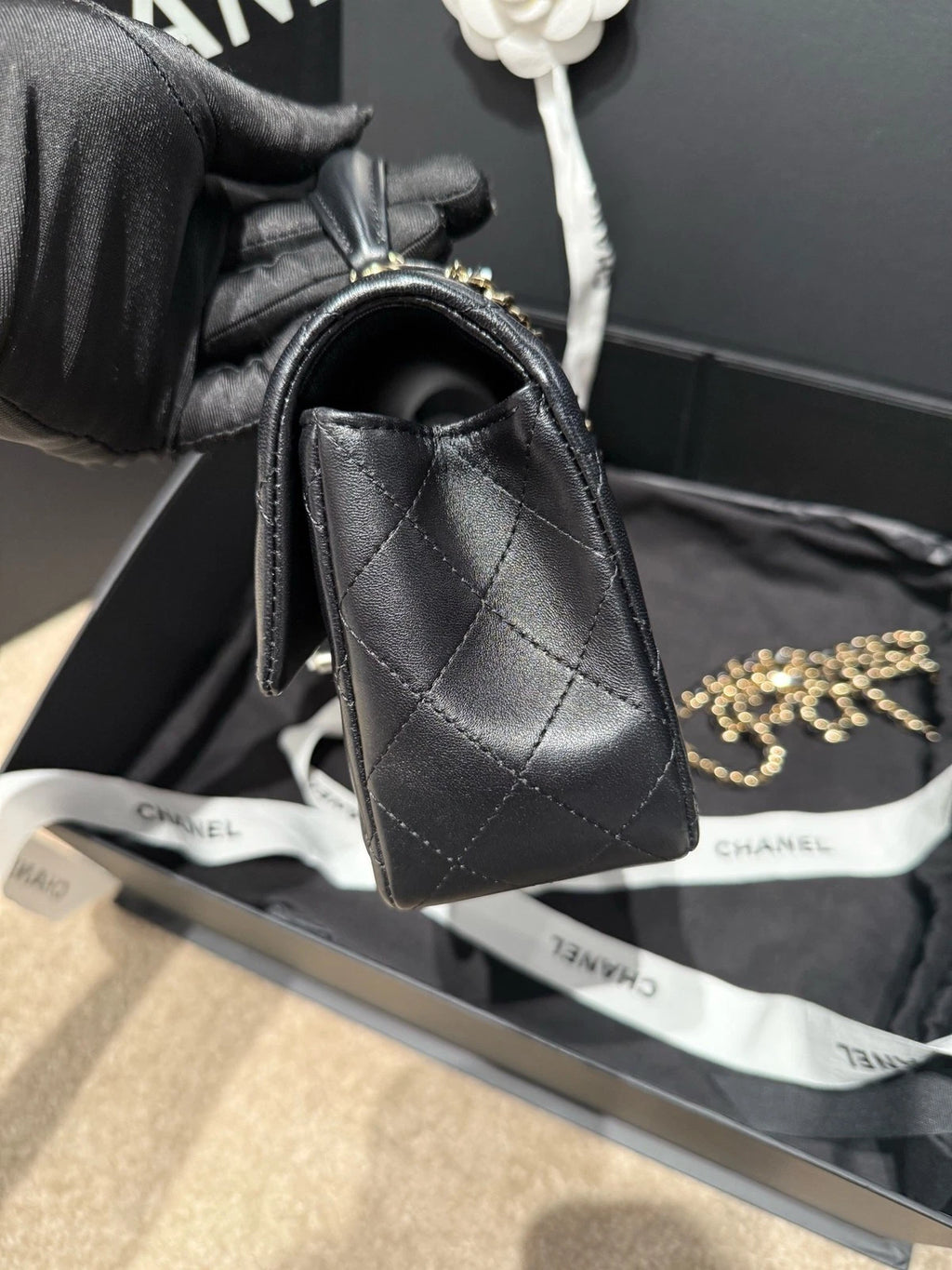 CHANEL Classic Flap Mini Lambskin Top Handle Bag For Women