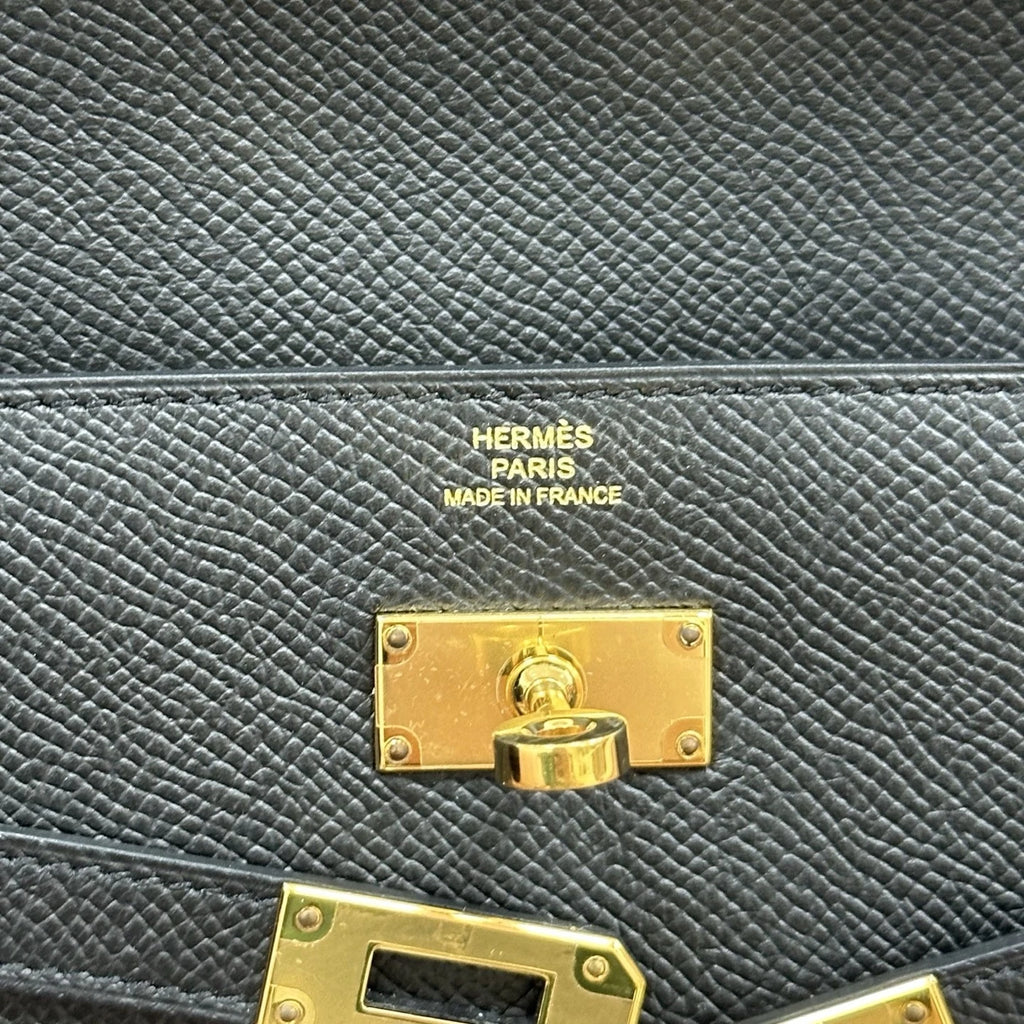 Hermes Kelly Long Wallet Black Gold Used Women Fashion Classic