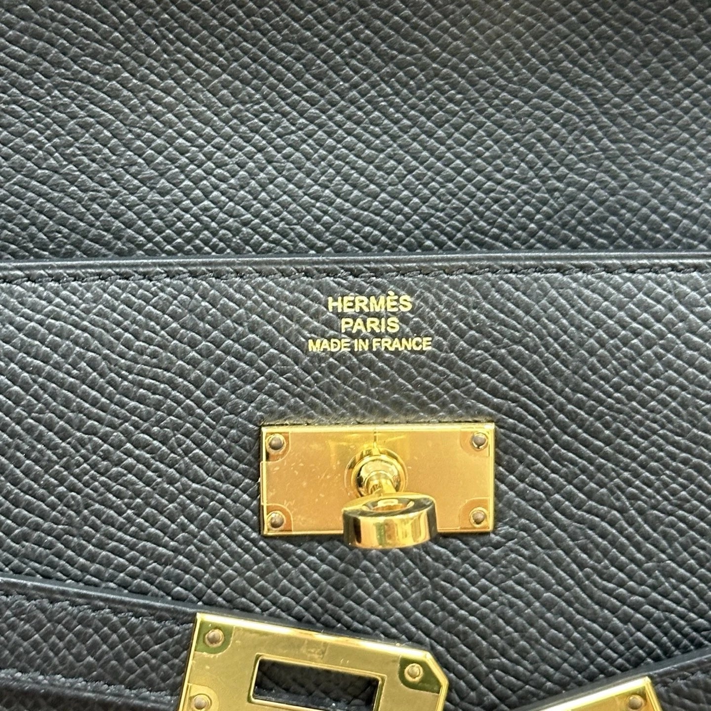Hermes Kelly Long Wallet Black Gold Used Women Fashion Classic