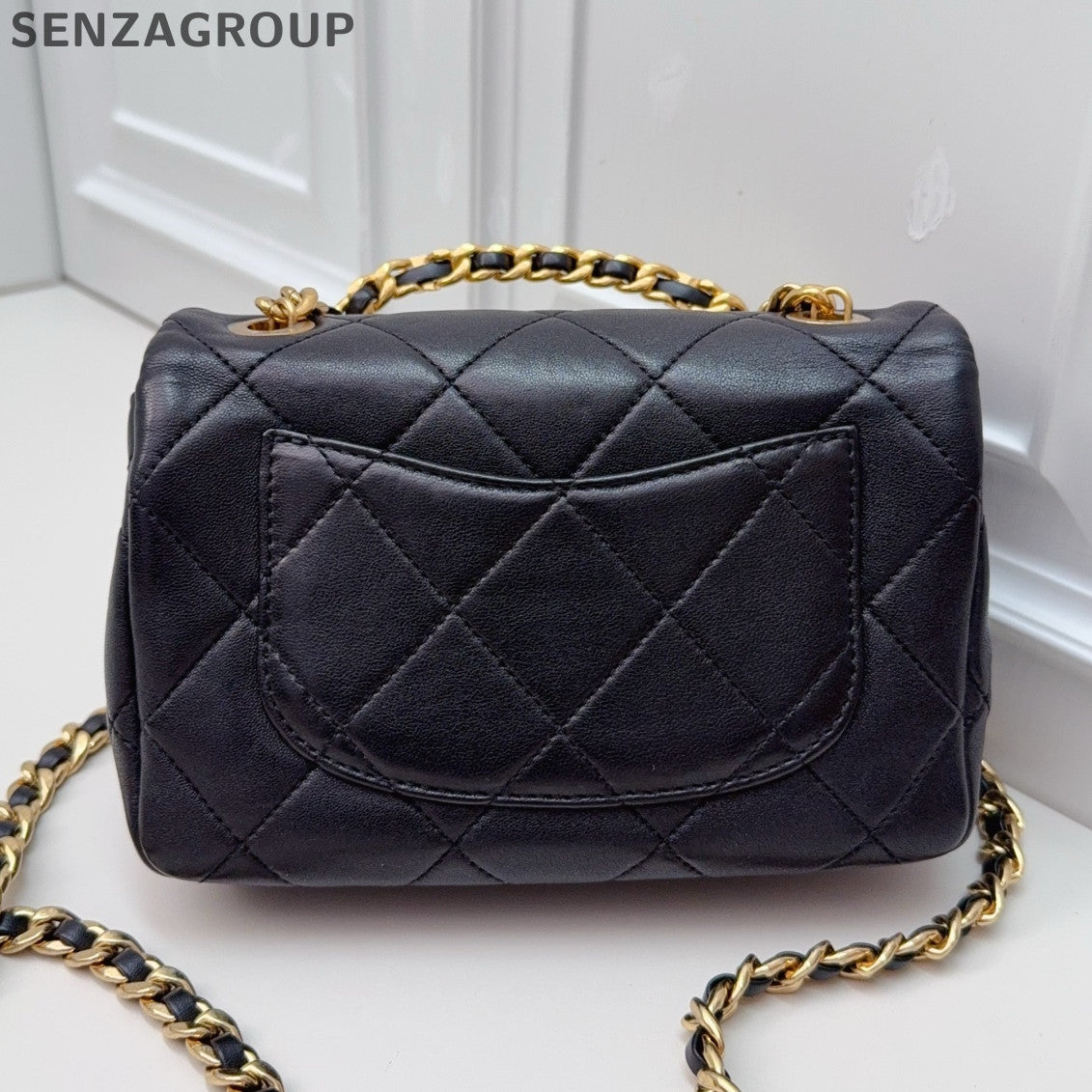 Chanel Classic Flap Black Gold Small Chain Shoulder Bag Quilted