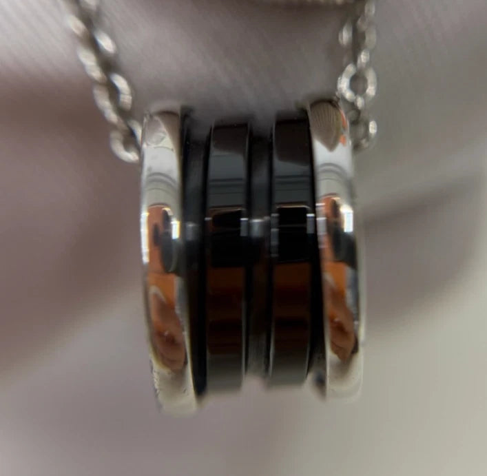 Bvlgari Save the Children Necklace 925 Sterling Silver And Black Ceramic