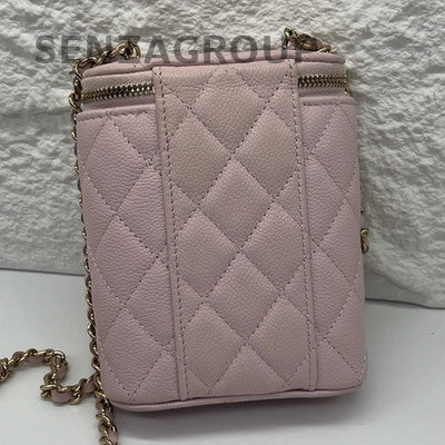 Chanel Pink Quilted Calfskin Chain Shoulder Bag Gold Hardware
