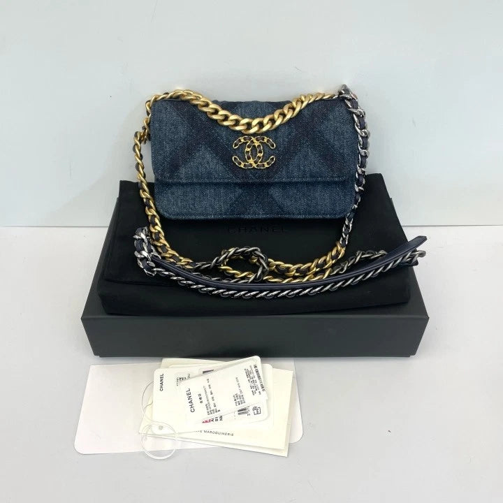 CHANEL 19Bag Mini WOC Denim Chain Crossbody Bag For Women