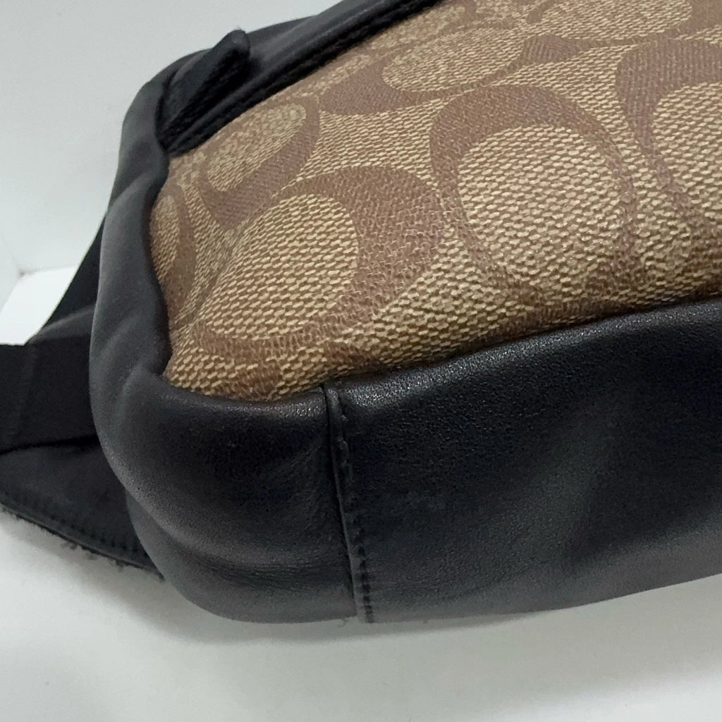 Coach Medium Monogram Canvas Leather Crossbody Waist Bag Khaki Black Women