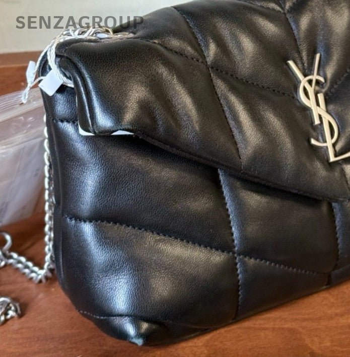 Saint Laurent Mini Chain Shoulder Bag Crossbody Black Silver Used Women Classic