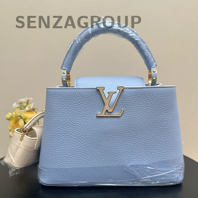 Louis Vuitton Capucines BB Blue Silver Handbag Shoulder Bag