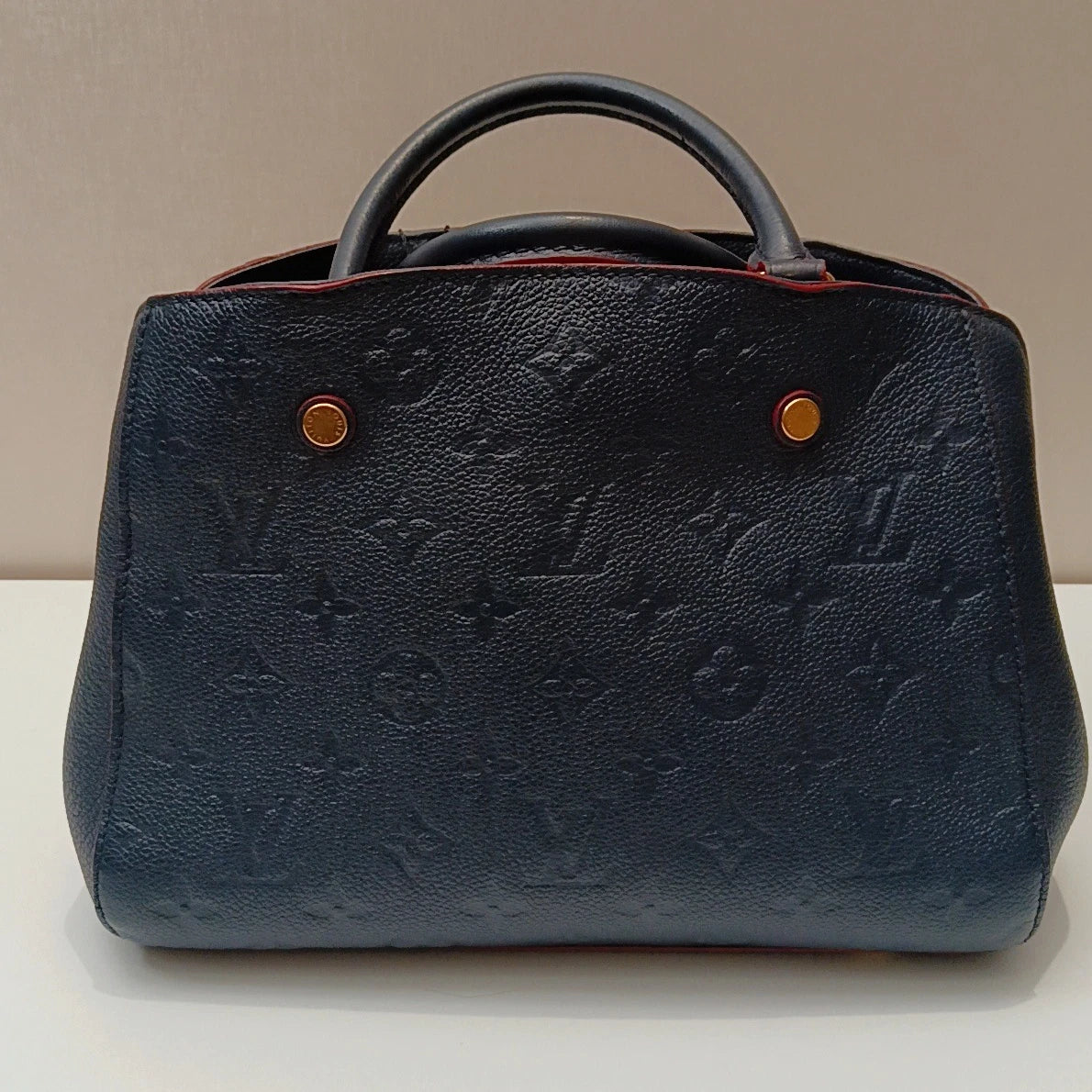 Louis Vuitton Montaigne BB Blue Crossbody Top Handle Excellent