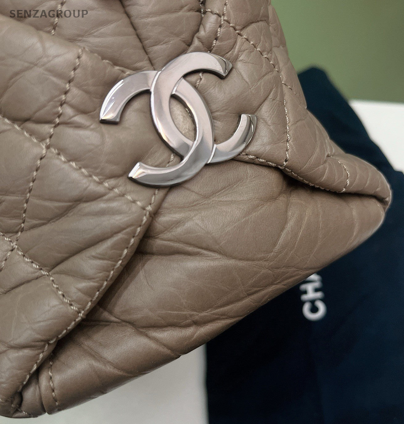 Chanel Bowling Diamond Shoulder Bag Gray Silver Used Women Classic