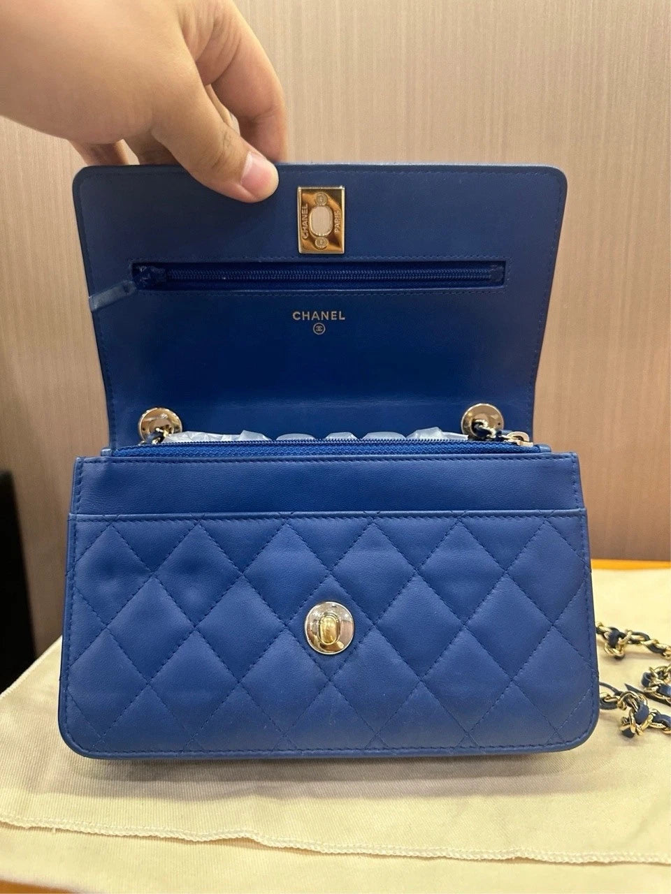 Authentic CHANEL Trendy CC WOC Blue Women's Crossbody Bag
