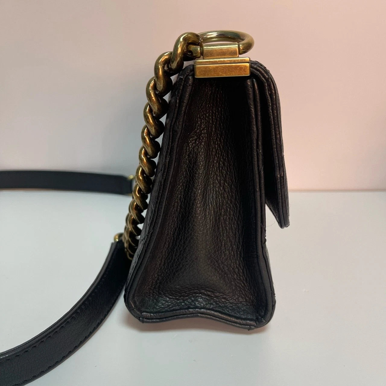 Authentic Chanel Vintage 2.55 Trendy Black Calfskin Shoulder Bag For Women