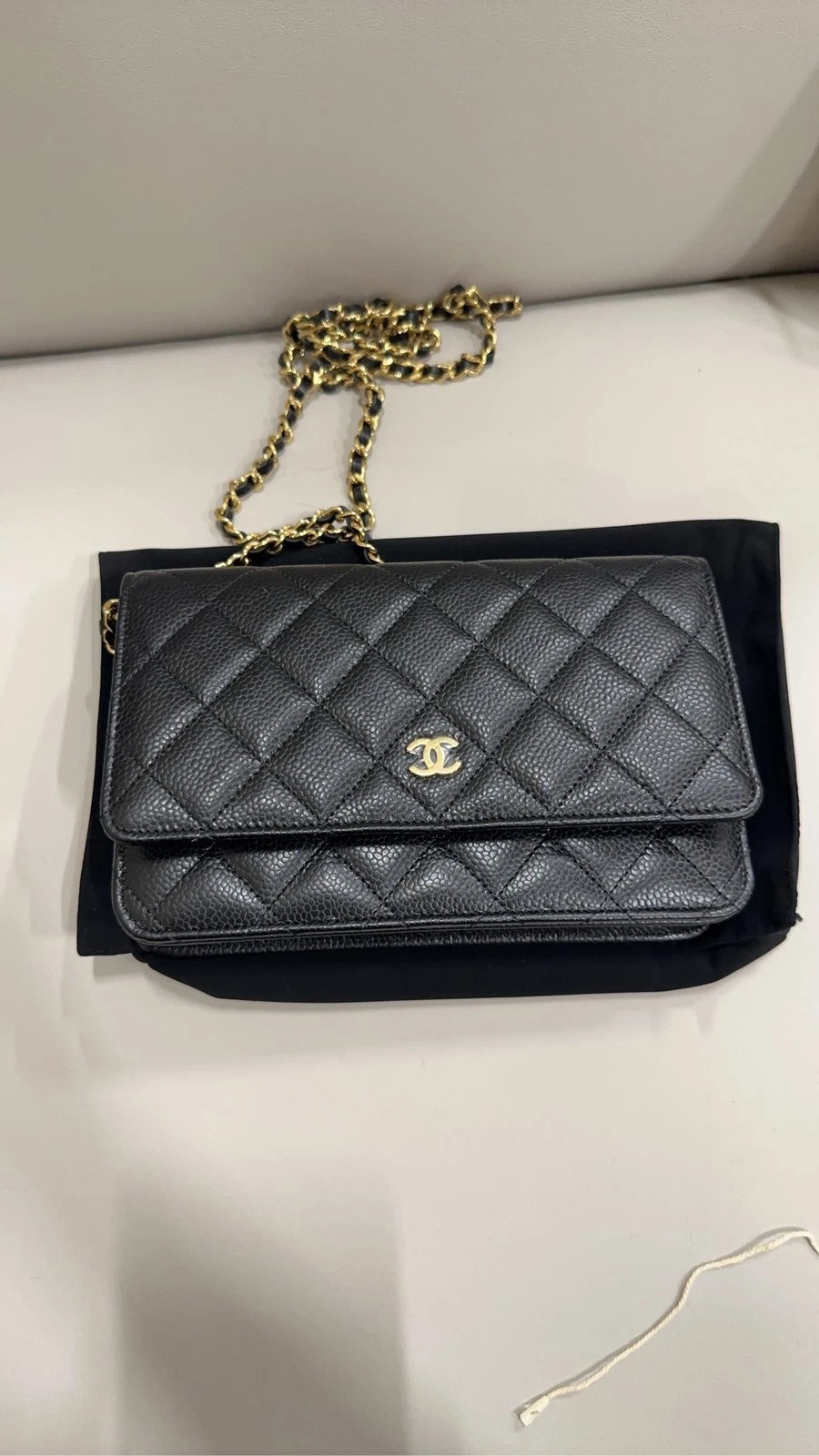 Chanel Black Gold Calfskin WOC Crossbody For Women