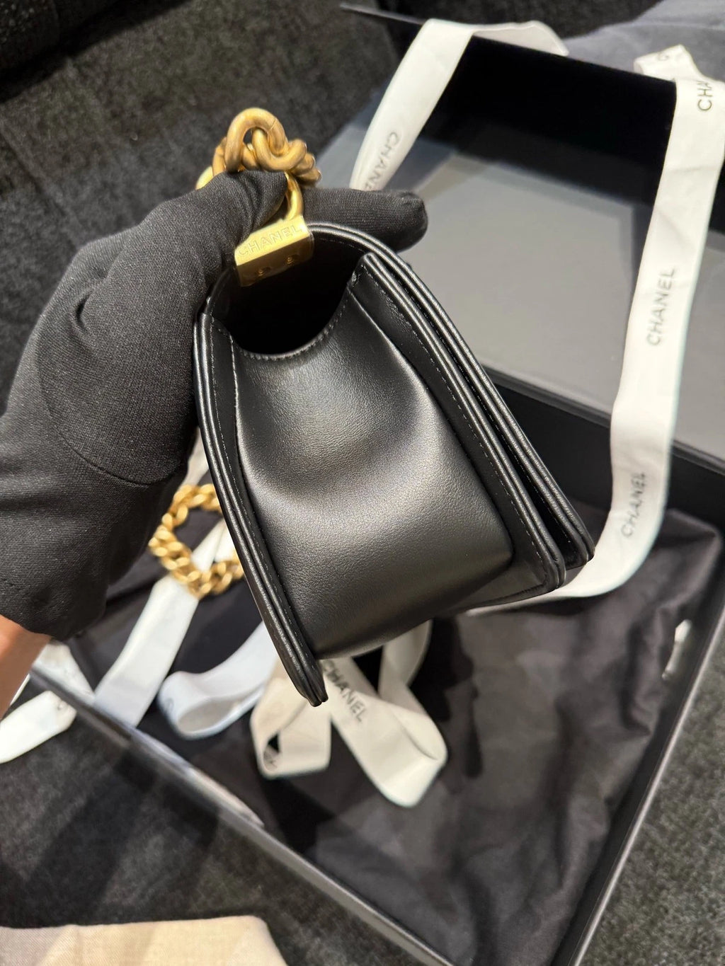 CHANEL Le Boy Black Smooth Calfskin Small Shoulder Bag For Women