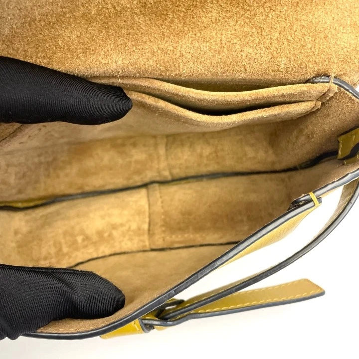 LOEWE Mini Gate Olive Green Leather Saddle Crossbody Bag For Women