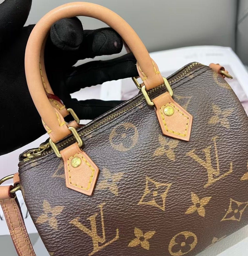 Louis Vuitton Speedy NANO Monogram Shoulder Handbag Crossbody WOMEN