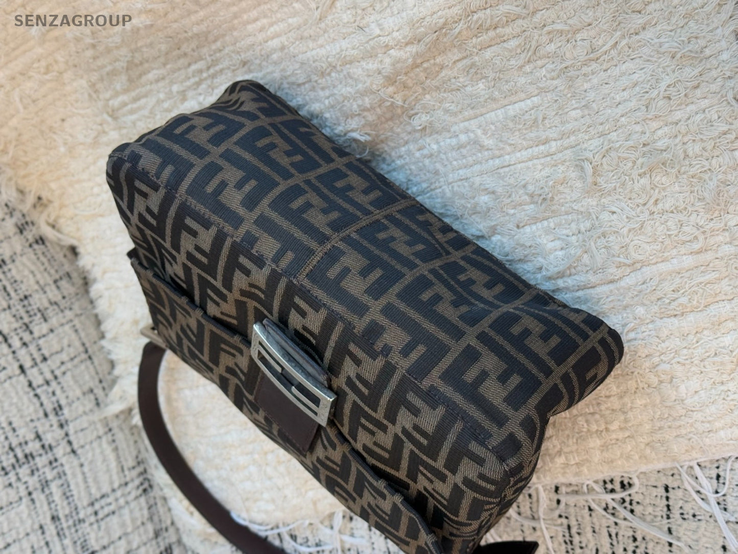 FENDI FF Vintage Monogram Shoulder bag Brown Classic Women