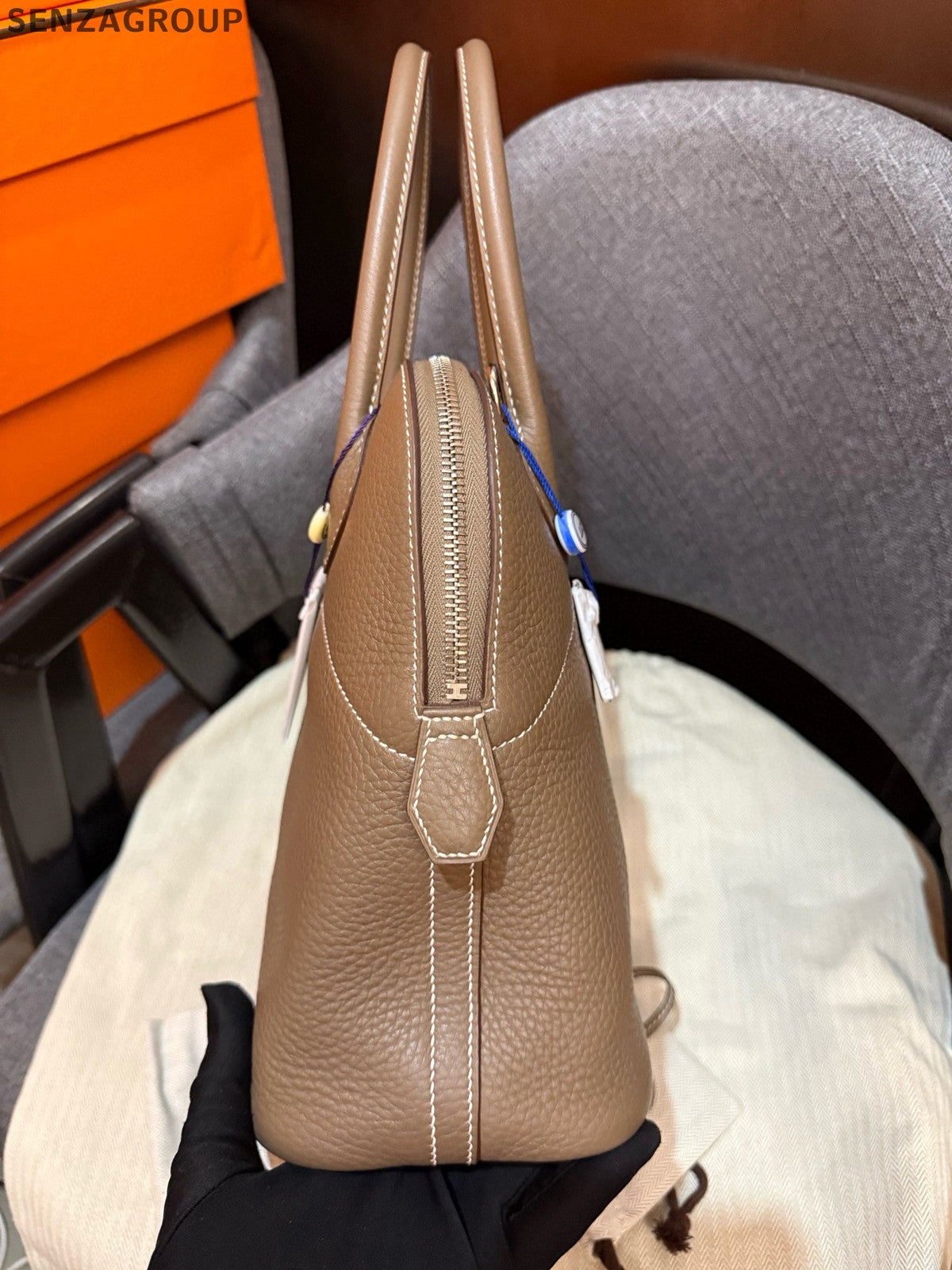 Hermès Bolide 31 Bag Grey Silver TC Leather Handbag Shoulder Bag Women