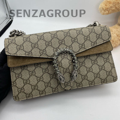 Gucci Dionysus Chain Shoulder Bag Brown Silver Hardware Classic Women