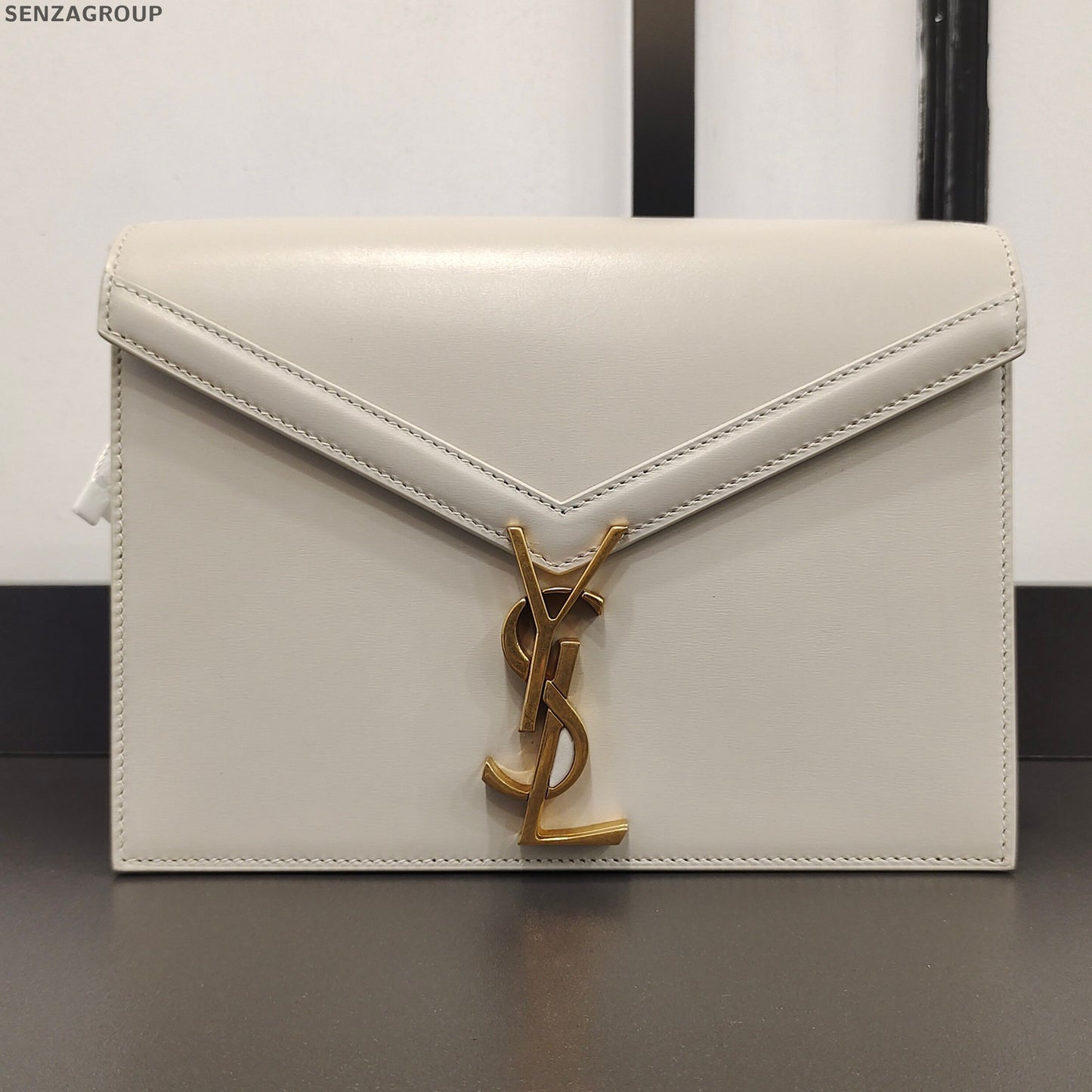 Saint Laurent Cassandra Chain Shoulder Bag in White Gold - Classic Women's