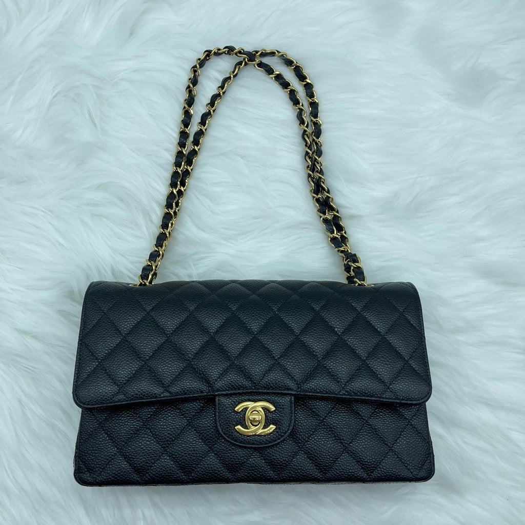 CHANEL Classic CF Black Leather Shoulder Crossbody Bag For Women