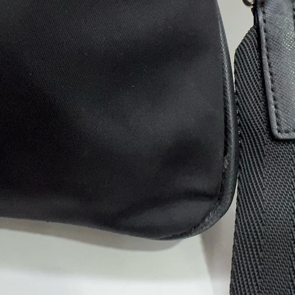 PRADA Black Nylon Leather Briefcase Handbag Crossbody Bag For Women
