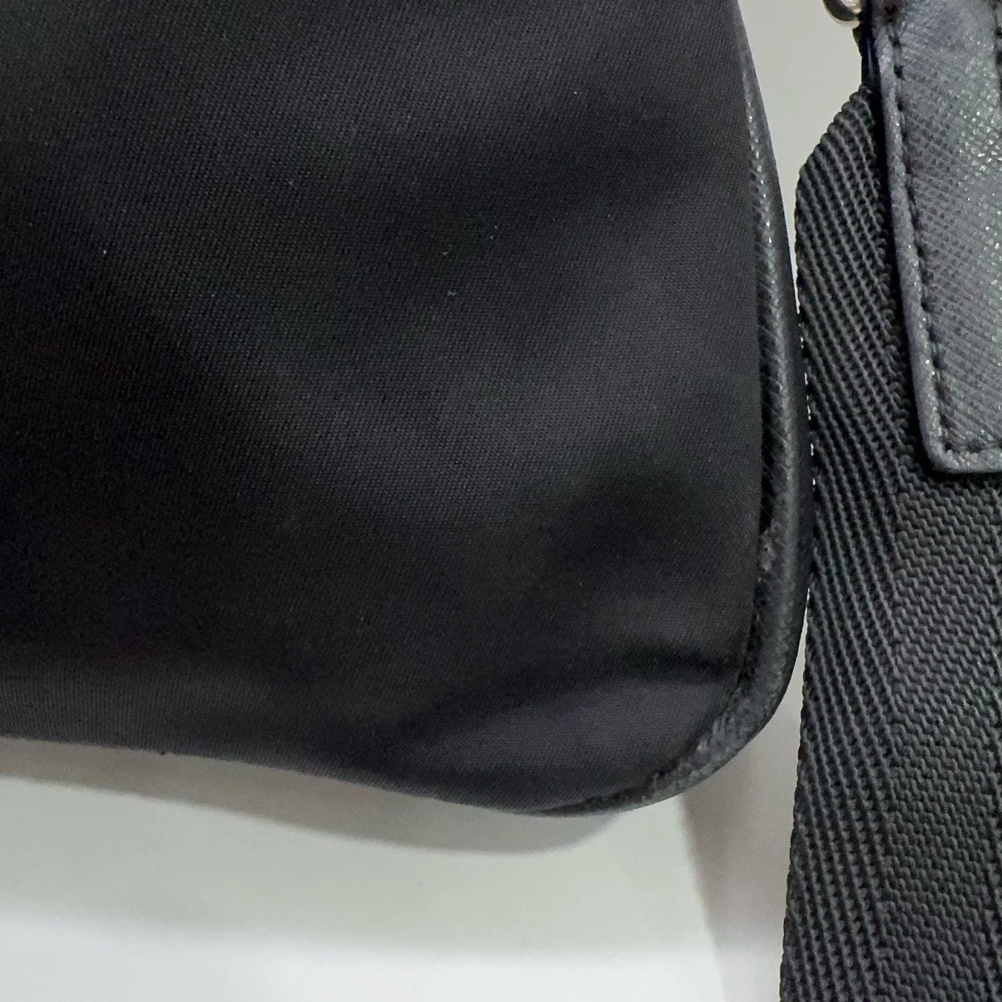 PRADA Black Nylon Leather Briefcase Handbag Crossbody Bag For Women