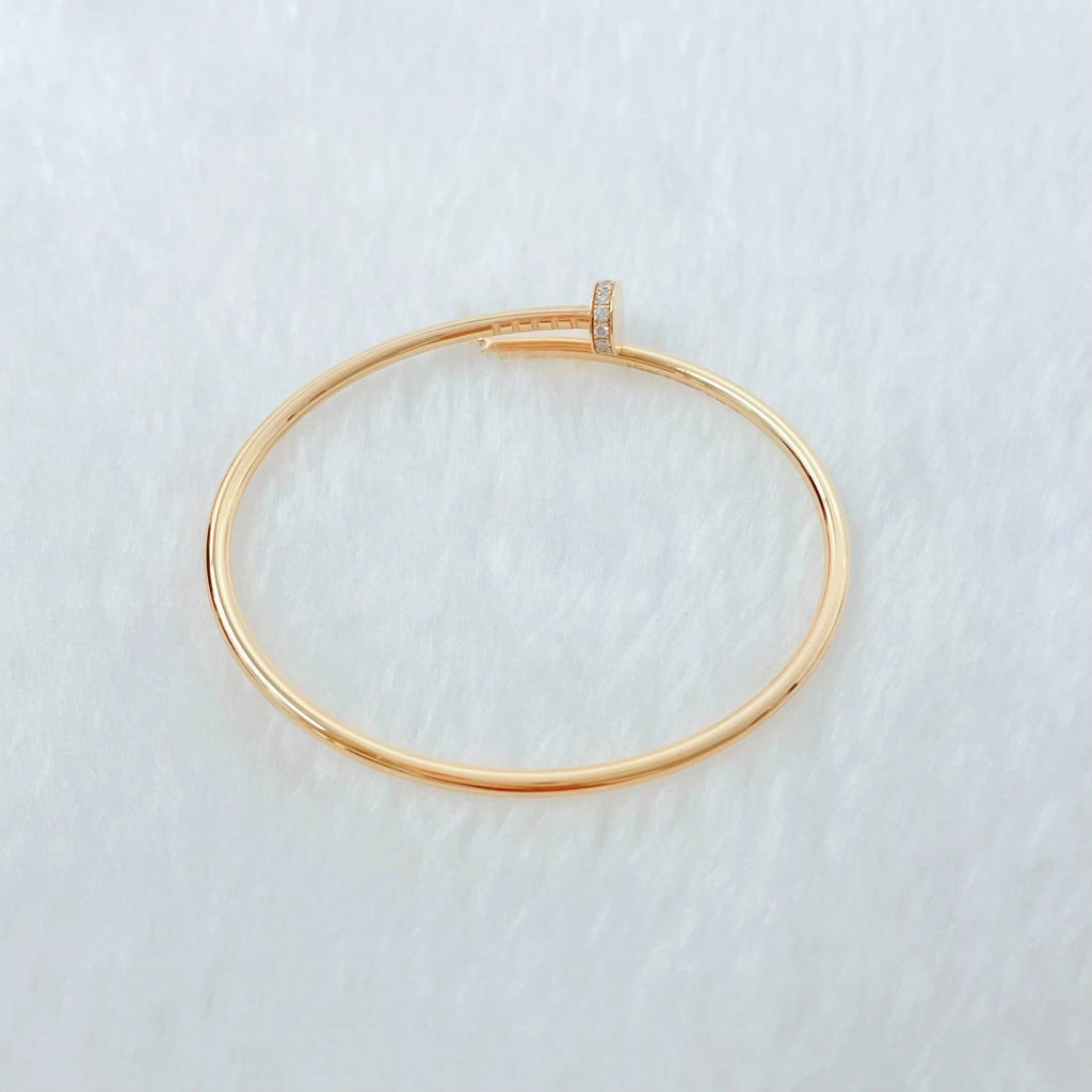 New Cartier Juste Un Clou 18k Rose Gold Small Bangle Bracelet Diamonds Size16