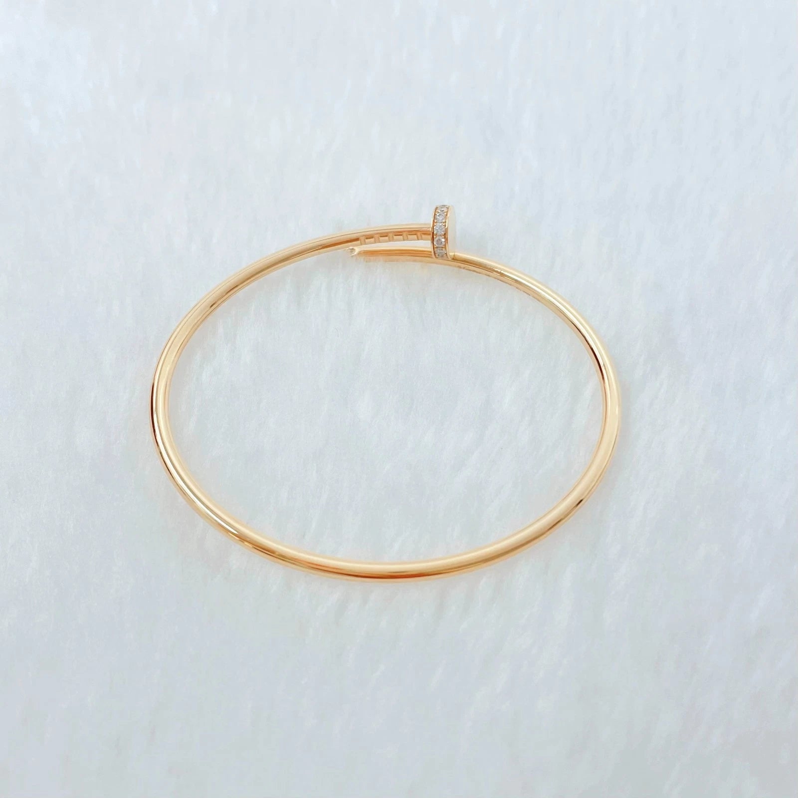 New Cartier Juste Un Clou 18k Rose Gold Small Bangle Bracelet Diamonds Size16