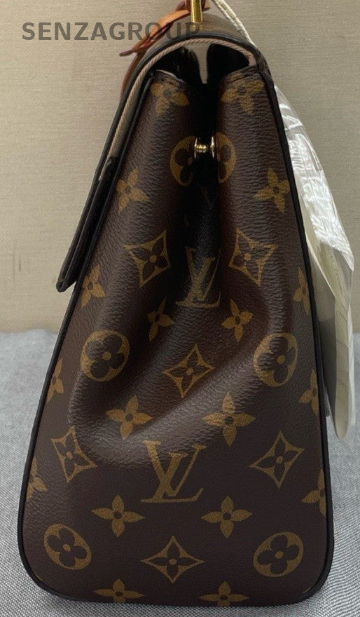 Louis Vuitton Monogram MM Top Handle Bag Crossbody Brown Gold Used Women Classic