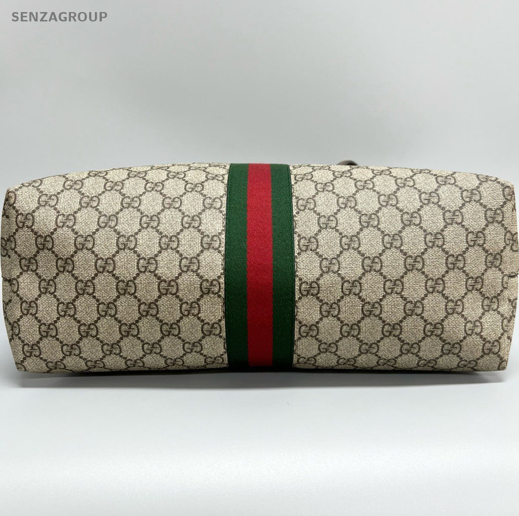 Gucci Ophidia MM Tote Shoulder Bag Beige Gold Women Classic